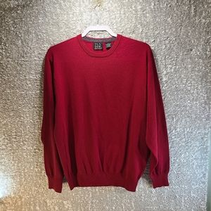 Jos A Bank Sweater Mens Large Crew Neck Merino Wool Signature Collection Red